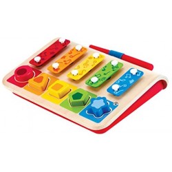 Hape- Shape Sorter Xylophone And Piano-Wooden Instrument Toy Giochi in Legno, Multicolore, E0334