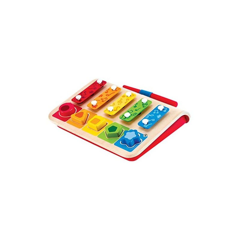 Hape- Shape Sorter Xylophone And Piano-Wooden Instrument Toy Giochi in Legno, Multicolore, E0334