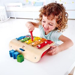 Hape- Shape Sorter Xylophone And Piano-Wooden Instrument Toy Giochi in Legno, Multicolore, E0334