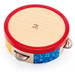 Hape Tamburello, Tamburello in Legno per Bambini, Strumento Musicale per Bambini dai 12 Mesi in Su