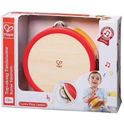 Hape Tamburello, Tamburello in Legno per Bambini, Strumento Musicale per Bambini dai 12 Mesi in Su