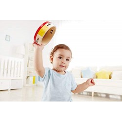 Hape Tamburello, Tamburello in Legno per Bambini, Strumento Musicale per Bambini dai 12 Mesi in Su