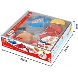 Hape Set Carne E Pesce Hape, Set di Gioco in Legno per Bambini, ingredienti E Accessori per Cucinare con Velcro per il Gioco di 