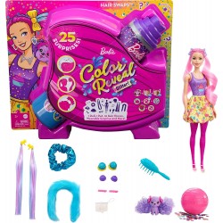 Mattel - Barbie Color Reveal Glitter, con Glitter Viola, cucciolo e 25 sorprese, età 3+, HBG39