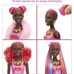Mattel - Barbie- Color Reveal Bambola Afroamericana, con Glitter Blu e Cucciolo, HBG40