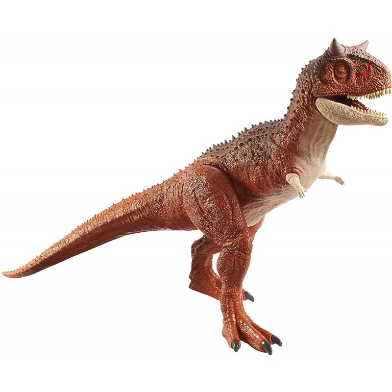 Mattel - Jurassic World - Dinosauro Carnotauro Toro Super Colossale da 91 cm con Apertura sulla Pancia, Mastica e Divora - HBY86