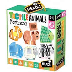 Headu- Tactile Animals Montessori Puzzle 1-4 Anni, Multicolore, IT20188