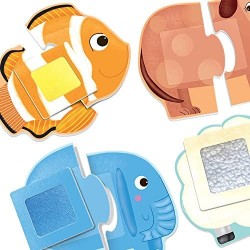 Headu- Tactile Animals Montessori Puzzle 1-4 Anni, Multicolore, IT20188