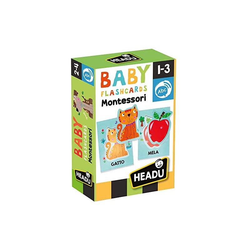 Headu- Baby Flashcards Montessori Gioco Educativo, Multicolore, IT21666