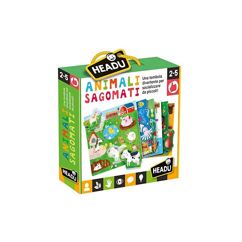 Headu-Gli Animali Sagomati Gioco, Multicolore, IT21932