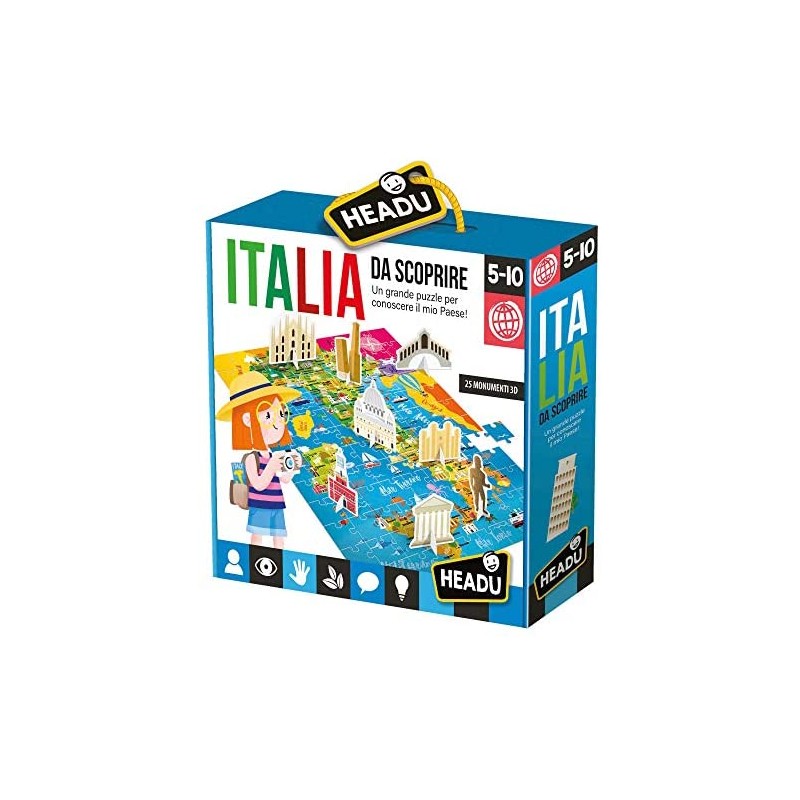 Headu- Italia da Scoprire Puzzle, Multicolore, IT23110