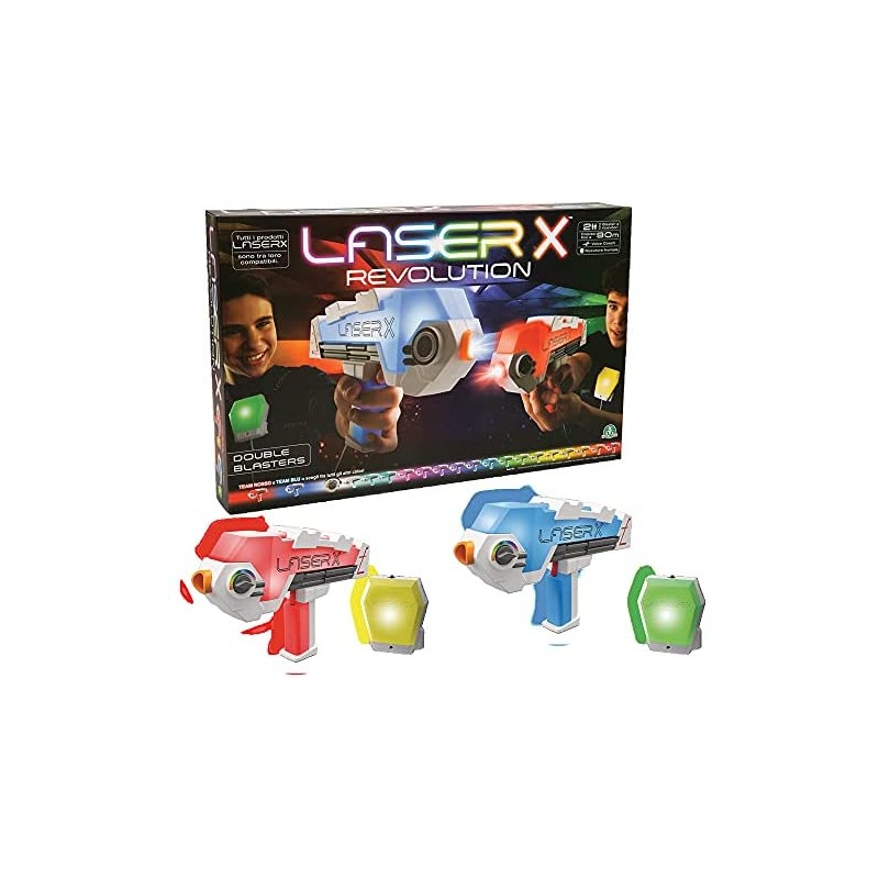 Giochi Preziosi - Laser X - Revolution Blaster, scegli il colore della tua squadra, colpisci fino a 90 metri, con 2 Blaster, 2 r