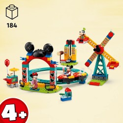 LEGO Disney Topolino e Amici Il Luna Park di Topolino, Minnie e Pippo, con Montagne Russe e Ruota Panoramica, Giochi per Bambini