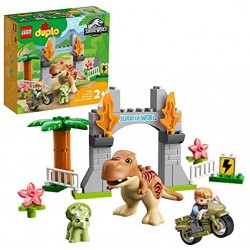 LEGO DUPLO Jurassic World Fuga del T. rex e del Triceratopo, Dinosauri Giocattolo, Costruzioni per Bambini di 2 Anni, 10939