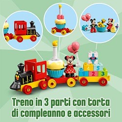 LEGO DUPLO Disney Il Treno del Compleanno di Topolino e Minnie con Torta e Palloncini, Giocattoli per Bambini, 10941