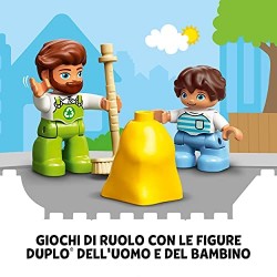 LEGO DUPLO Town Camion della Spazzatura e Riciclaggio, Giocattoli Educativi per Bambini di 2 Anni con 2 Minifigure, 10945