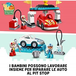 LEGO DUPLO Town Auto da Corsa, Set Macchine Giocattolo per Bambini di 2 Anni con 2 Automobili Push-and-Go, 10947