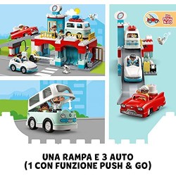 LEGO DUPLO Town Autorimessa e Autolavaggio, Garage per Macchine Giocattolo per Bambini di 2 Anni con Camper e 2 Auto, 10948
