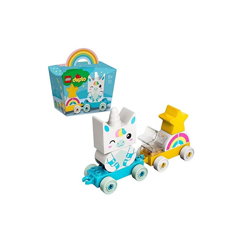 LEGO Duplo Trenino Unicorno, Costruzioni per Bambini 1,5 Anni con 2 Stelle, Arcobaleno e 2 Vagoncini, 10953