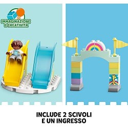 LEGO DUPLO Town Parco dei Divertimenti, Giocattoli per Bambini di 2 Anni, Parco Giochi con 7 Minifigure e Accessori, 10956