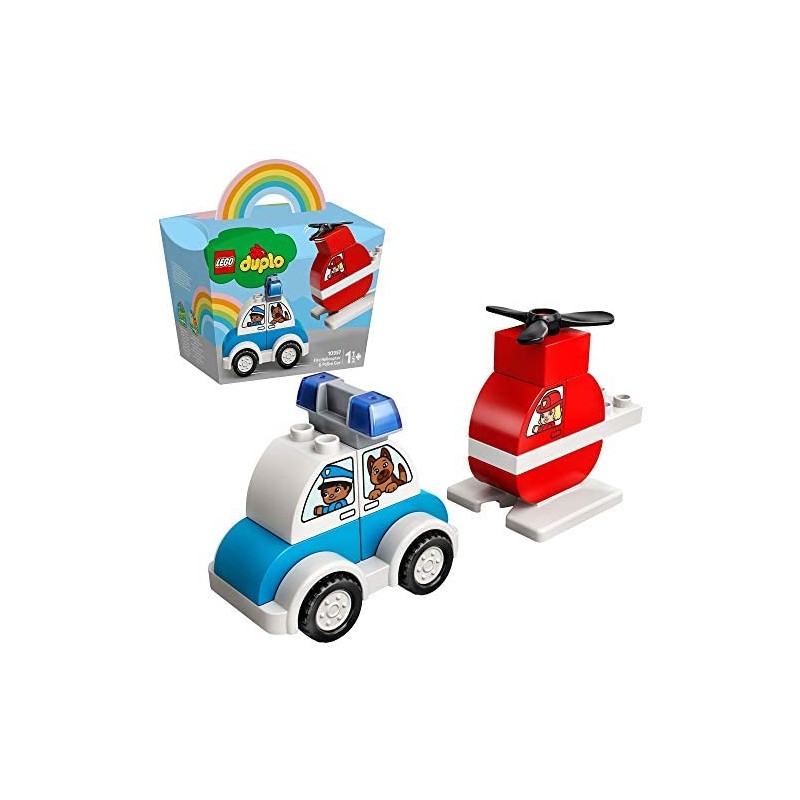 LEGO Duplo Elicottero Antincendio e Auto della Polizia, Costruzioni per Bambini 1,5 Anni, 10957