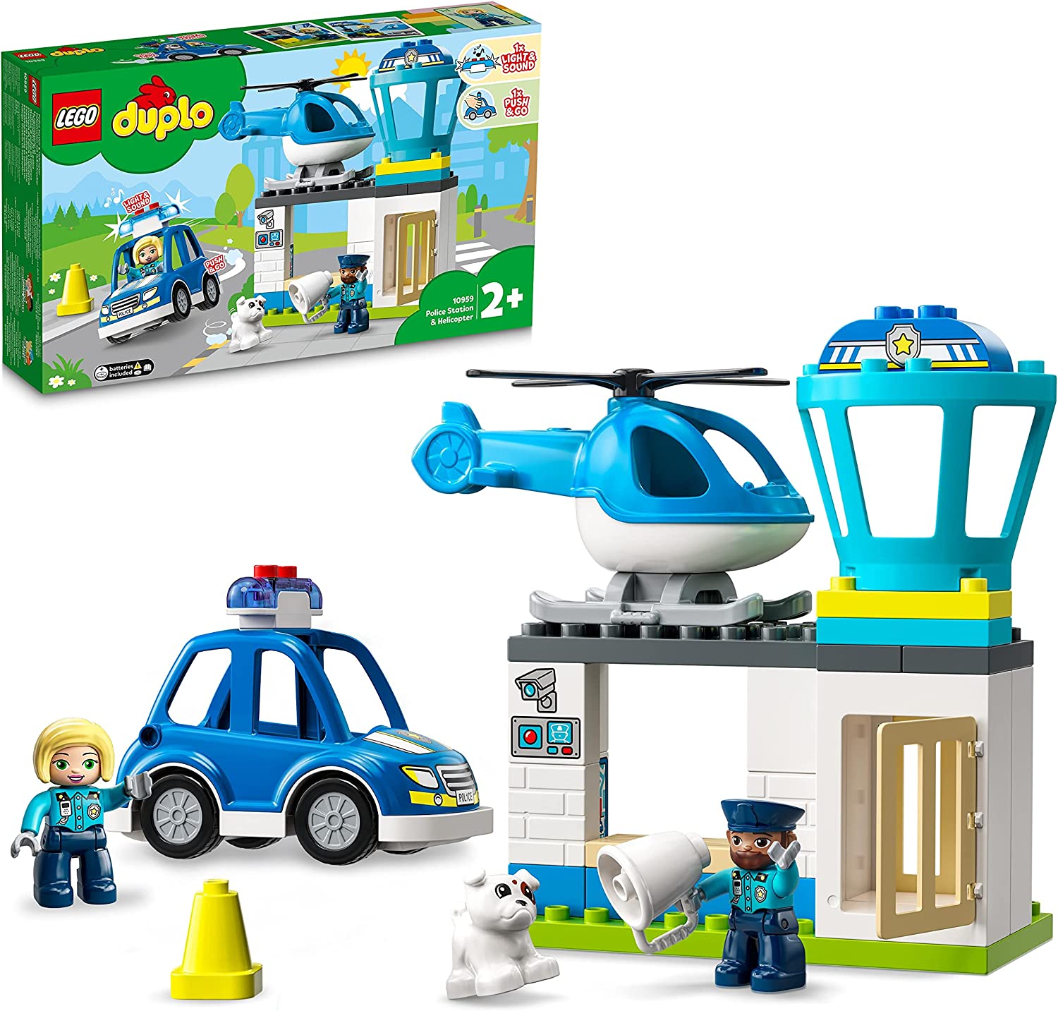 LEGO DUPLO Stazione Di Polizia ed Elicottero, Set per Bambini dai 2 Anni in  su, Giochi Educativi con Macchina Giocattolo con Luc