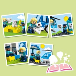 LEGO DUPLO Stazione Di Polizia ed Elicottero, Set per Bambini dai 2 Anni in su, Giochi Educativi con Macchina Giocattolo con Luc