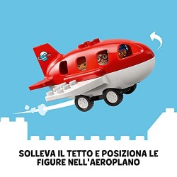 LEGO DUPLO Town Aereo e Aeroporto Giocattolo per Bambini di 2 Anni con 3 Minifigure, Aeroplano e Torre di Controllo, 10961