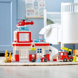 LEGO DUPLO Caserma Dei Pompieri ed Elicottero, Giochi Educativi per i Bambini dai 2 Anni in su, Camion Giocattolo dei Vigili del