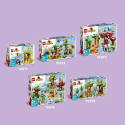 LEGO DUPLO Animali dell’Africa, Giochi Educativi per Bambini dai 2 Anni con Giraffa e Elefante Giocattolo, Tappetino da Gioco, 1