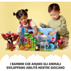 LEGO DUPLO Animali dell’Asia, Giochi Educativi per Bambini con 11 Figure di Animali e Mattoncino con Suoni Realistici, Tappetino