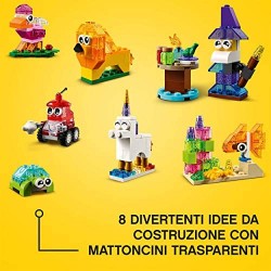LEGO Classic Mattoncini Trasparenti Creativi, Set di Costruzioni con Animali, Giochi per Bambini 4 Anni, 11013