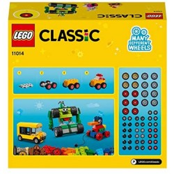 LEGO Classic Mattoncini e Ruote, Set di Costruzioni per Bambini 4 Anni con Macchinine Giocattolo, Trenino, Robot, 11014