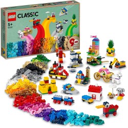 LEGO Classic 90 Anni di Gioco, Scatola con Mattoncini Colorati per 15 Mini Costruzioni di Modelli Iconici come un Treno Giocatto