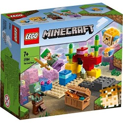 LEGO Minecraft La Barriera Corallina, Set di Costruzioni con Alex, Zombi Annegato e 2 Pesci Palla, 21164
