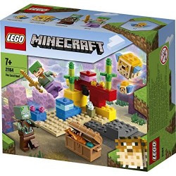 LEGO Minecraft La Barriera Corallina, Set di Costruzioni con Alex, Zombi Annegato e 2 Pesci Palla, 21164