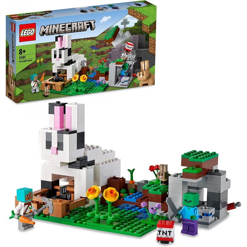 LEGO 21181 - Minecraft Il Ranch del Coniglio, con Figure di Domatore, Zombie e Animali - LG21181