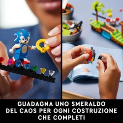 LEGO Ideas Sonic the Hedgehog - Green Hill Zone, Modello da Costruire per Adulti, Cultura Pop Anni 90, Personaggio Dr. Eggman co