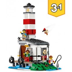 LEGO Creator Vacanze in Roulotte con Auto d Epoca, Camper e Faro, Giocattolo da Costruzione 3in1 per le Vacanze, 31108