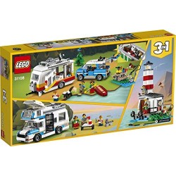 LEGO Creator Vacanze in Roulotte con Auto d Epoca, Camper e Faro, Giocattolo da Costruzione 3in1 per le Vacanze, 31108