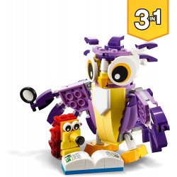 LEGO Creator 3in1 Creature della Foresta Fantasy, Set con Animali Giocattolo tra cui Gufo e Coniglio, Giochi per Bambini dai 7 A
