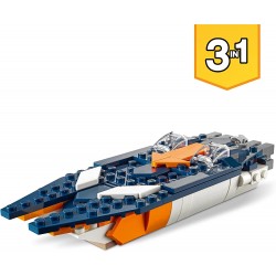 LEGO 31126 - Creator 3in1 Jet Supersonico, con Aereo, Elicottero e Motoscafo - LG31126
