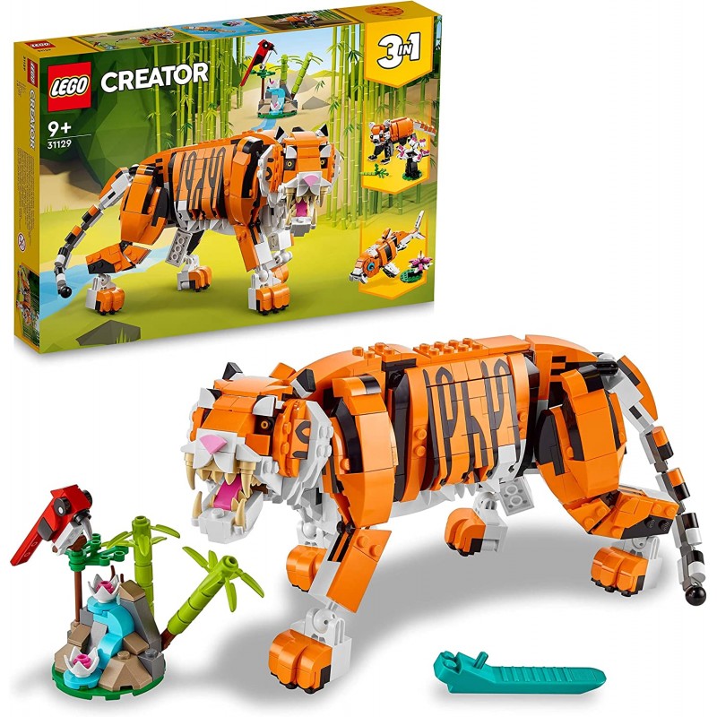 LEGO 31129 - Creator 3 in 1 Tigre Maestosa, Si Trasforma in Panda o Pesce - LG31129