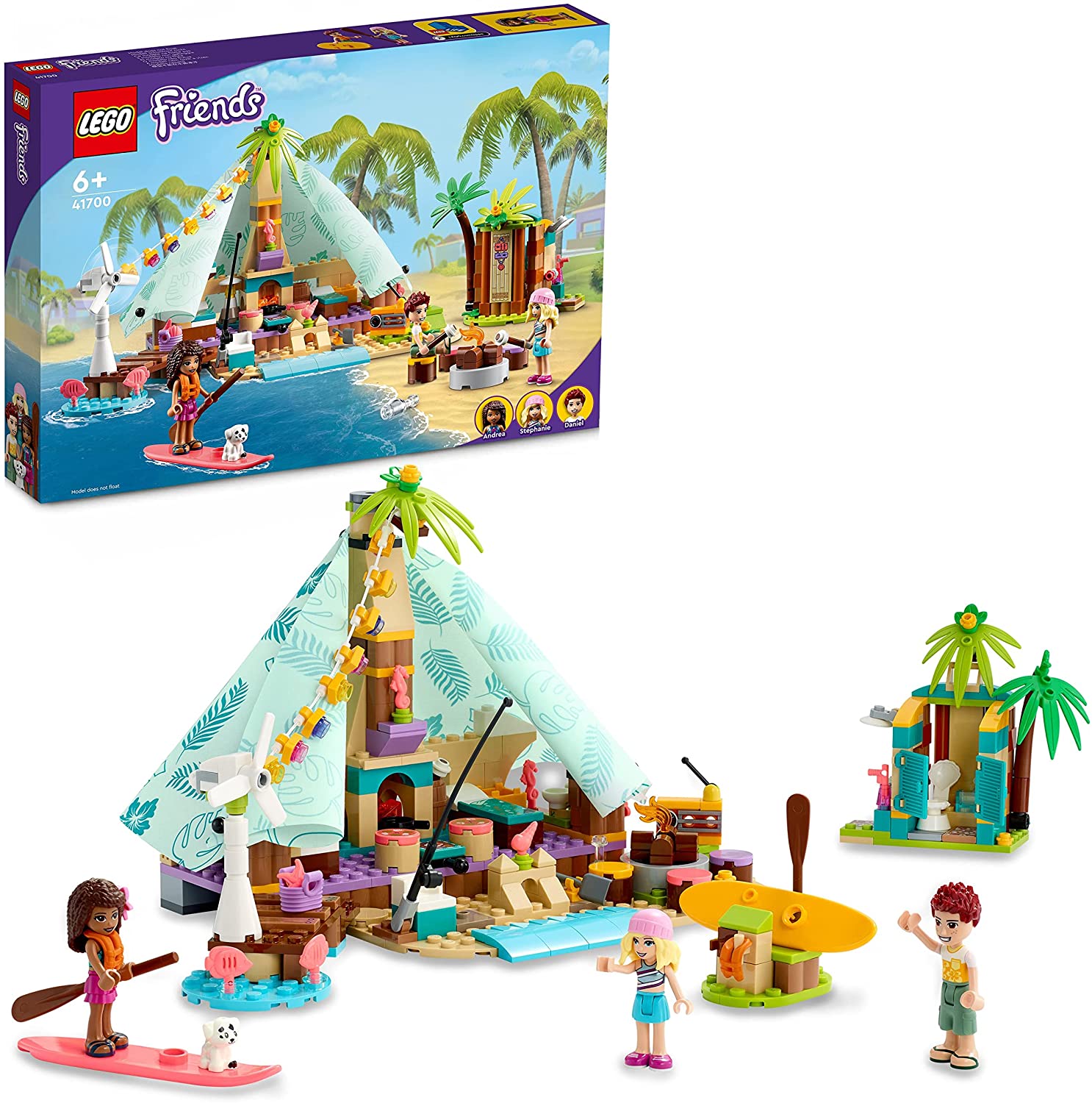LEGO Friends Glamping sulla Spiaggia, Giocattoli per Bambini e Bambine di 6  Anni con 3 Mini Bamboline e Accessori, 41700