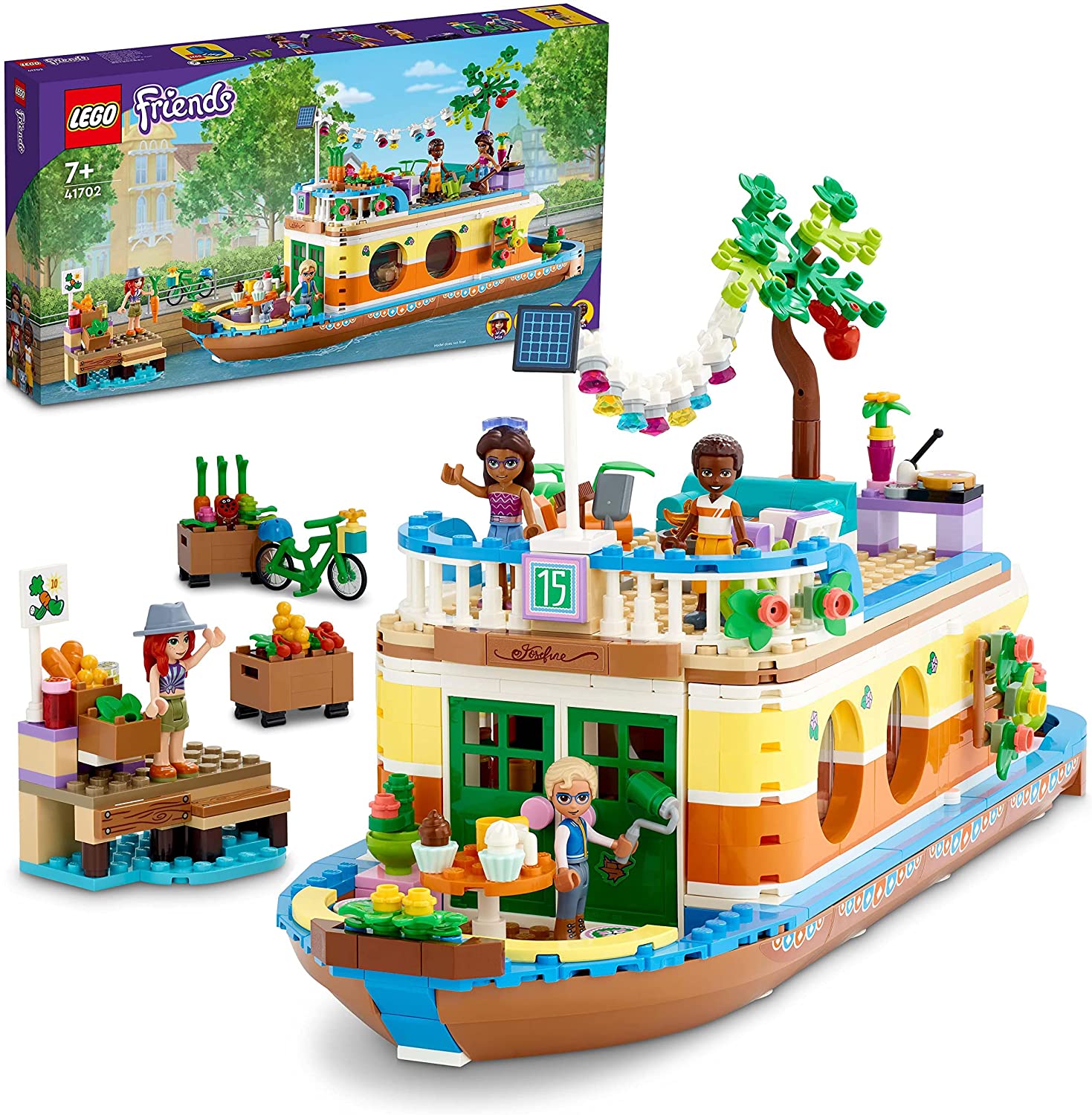 LEGO Friends Casa Galleggiante sul Canale, Giochi per Bambini di 7 Anni con  Giardino, 4 Mini Bamboline e Animali, 41702