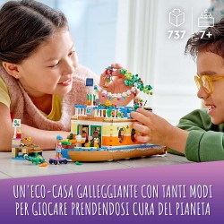LEGO Friends Casa Galleggiante sul Canale, Giochi per Bambini di 7 Anni con Giardino, 4 Mini Bamboline e Animali, 41702