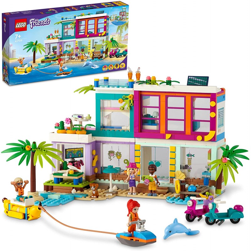 LEGO Friends Casa delle Vacanze sulla Spiaggia, con Piscina, Mini Bamboline  Mia e Accessori, Costruzioni per
