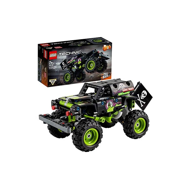 LEGO Technic Monster Jam Grave Digger e Buggy Fuoristrada con Motore Pull-Back, Giocattoli 2 in 1 da Costruzione, 42118
