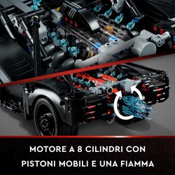 LEGO 42127 - Technic BATMOBILE DI BATMAN, Modellino Auto da Costruire con Mattoncini Luminosi, Set del Film del 2022 - LG42127