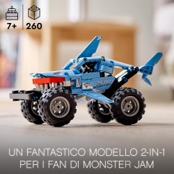 LEGO Technic Monster Jam Megalodon, da Camion a Macchina Giocattolo Low Racer Lusca, per Bambini di 7 Anni, 42134